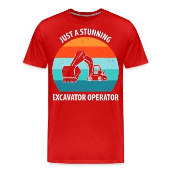 Excavatrice Excavatrice Conducteur Excavatrice Camion - T-shirt bio Premium Homme - rouge - Devant - Damien (186cm)