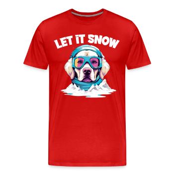 Hund mit Skibrille Schnee Schneefall für eine - Männer Premium Bio T-Shirt - Rot - Vorne - Damien (186cm)