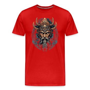 Wikinger für einen Wikinger und Wikinger Fan - Männer Premium Bio T-Shirt - Rot - Vorne - Damien (186cm)