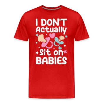 Lustige Tagesmutter Babysitter - Männer Premium Bio T-Shirt - Rot - Vorne - Damien (186cm)