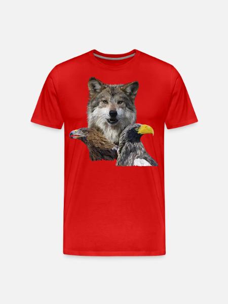 Wolf und Adler - Männer Premium Bio T-Shirt - Rot