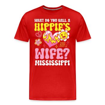 Hippie's Wife Mississippi für einen Hippie - Männer Premium Bio T-Shirt - Rot - Vorne - Damien (186cm)
