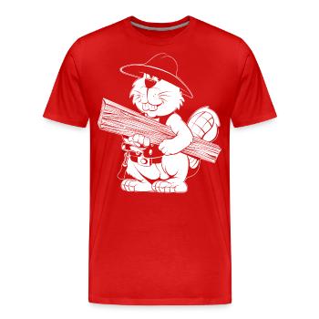 Caricature de charpentier - T-shirt bio Premium Homme - rouge - Devant - Damien (186cm)