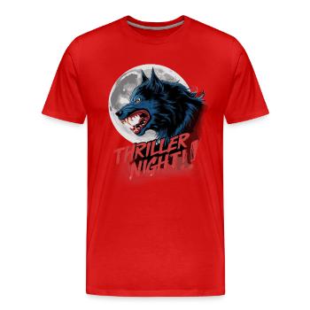 Thriller Nacht der Werwölfe und Mondscheinheulen - Männer Premium Bio T-Shirt - Rot - Vorne - Damien (186cm)