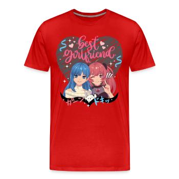 Beste Freundinnen rosa Herz - Männer Premium Bio T-Shirt - Rot - Vorne - Damien (186cm)