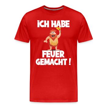 Ich hab Feuer gemacht für alle Männer - Männer Premium Bio T-Shirt - Rot - Vorne - Damien (186cm)