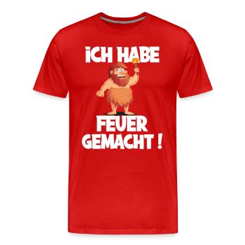 Ich hab Feuer gemacht für alle Männer - Männer Premium Bio T-Shirt - Rot - Vorne - Damien (186cm)