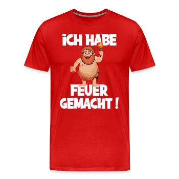 Ich hab Feuer gemacht für alle Männer - Männer Premium Bio T-Shirt - Rot - Vorne - Damien (186cm)
