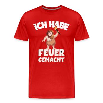 Ich hab Feuer gemacht für alle Männer - Männer Premium Bio T-Shirt - Rot - Vorne - Damien (186cm)