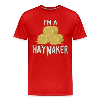 Lustiger Heumacher Bauernhof Lebensstil Heu - Männer Premium Bio T-Shirt - Rot - Vorne - Damien (186cm)