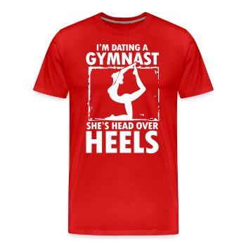 I'm Dating A Gymnast She's Head Over Heels - Männer Premium Bio T-Shirt - Rot - Vorne - Damien (186cm)