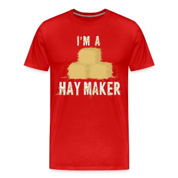 Lustiger Heumacher Bauernhof Lebensstil Heu - Männer Premium Bio T-Shirt - Rot - Vorne - Damien (186cm)