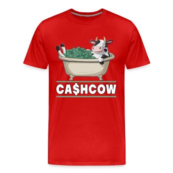 Cash Cow für einen Investor Anleger Sparer - Männer Premium Bio T-Shirt - Rot - Vorne - Damien (186cm)