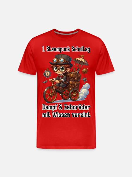 First Steampunk School Day - Men's Premium Organic T-Shirt - red