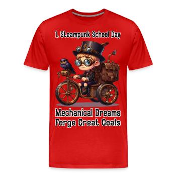 Erster Steampunk Schultag - Männer Premium Bio T-Shirt - Rot - Vorne - Damien (186cm)