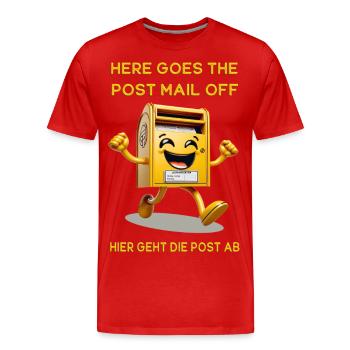 Voici le courrier postal. C’est là que va le courrier - T-shirt bio Premium Homme - rouge - Devant - Damien (186cm)
