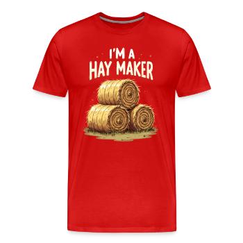 Lustiger Heumacher Bauernhof Lebensstil Heu - Männer Premium Bio T-Shirt - Rot - Vorne - Damien (186cm)