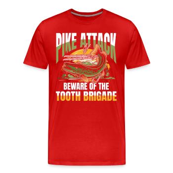 Pike of the Tooth Brigade für eine Anglerin - Männer Premium Bio T-Shirt - Rot - Vorne - Damien (186cm)
