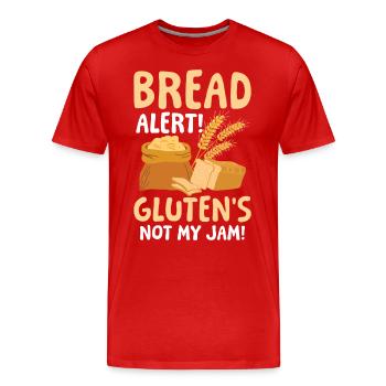 Bread alert Gluten's not my jam - Männer Premium Bio T-Shirt - Rot - Vorne - Damien (186cm)