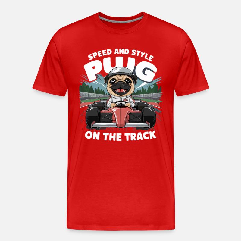 Mops Hundehalter Mops Rennfahrer Speed - Männer Premium Bio T-Shirt - Rot