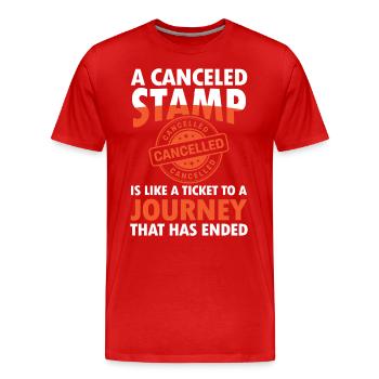 Lustige Briefmarken Briefmarkensammlung Humor - Männer Premium Bio T-Shirt - Rot - Vorne - Damien (186cm)