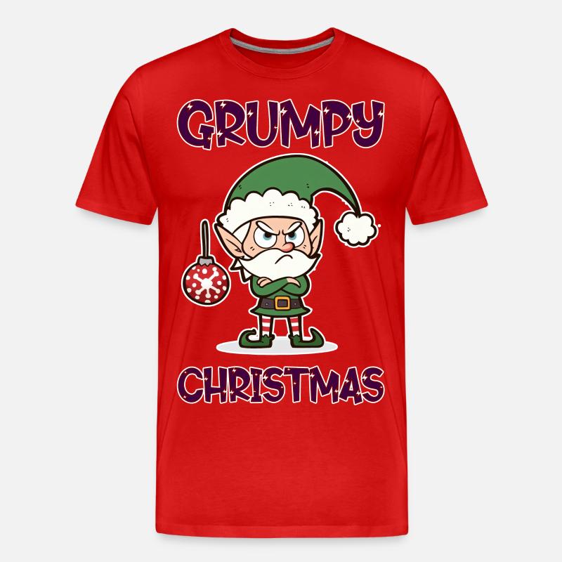 Grumpy Christmas Elf - Männer Premium Bio T-Shirt - Rot