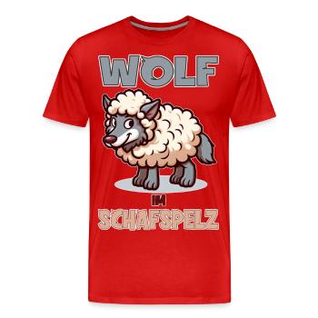 Loup déguisé en mouton - T-shirt bio Premium Homme - rouge - Devant - Damien (186cm)