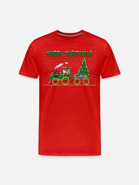 Merry Christmas Christmas Train - Men's Premium Organic T-Shirt - red