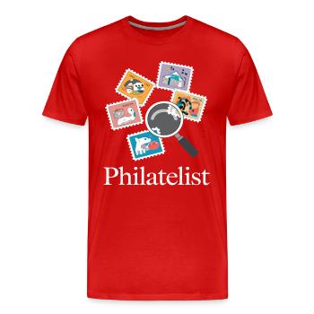 Lustige Briefmarken Briefmarkensammlung Humor - Männer Premium Bio T-Shirt - Rot - Vorne - Damien (186cm)