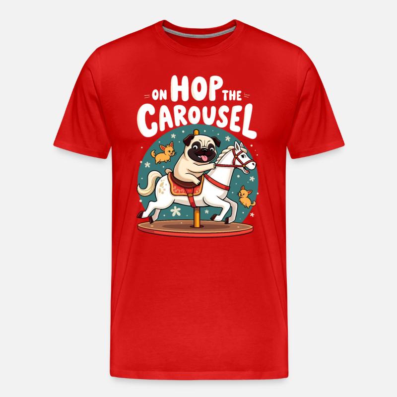 Mops Hundehalter Mops Liebe Karussell - Männer Premium Bio T-Shirt - Rot