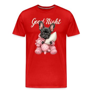 French Bulldog in Pajamas - Men's Premium Organic T-Shirt - red - Front - Damien (186cm)