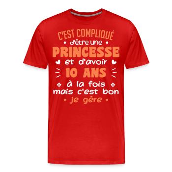 Frau Prinzessin Geburtstag 10 Jahre alt - Männer Premium Bio T-Shirt - Rot - Vorne - Damien (186cm)