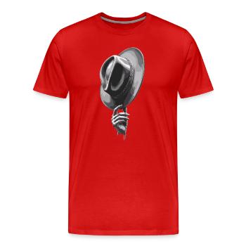 Lever le chapeau gentleman geste élégant - T-shirt bio Premium Homme - rouge - Devant - Damien (186cm)