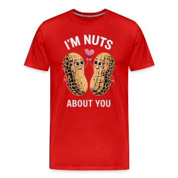 Je suis fou de toi amour drôle de cacahuète - T-shirt bio Premium Homme - rouge - Devant - Damien (186cm)