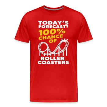Heutige Prognose? 100% Chance Auf Achterbahnen - Männer Premium Bio T-Shirt - Rot - Vorne - Damien (186cm)