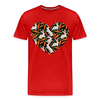 Herz mit Hase und Karotte Muster für Ostern - Männer Premium Bio T-Shirt - Rot - Vorne - Damien (186cm)