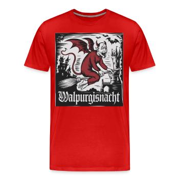 Hexen Walpurgisnacht Fliegender Dämon Mit Schloss - Männer Premium Bio T-Shirt - Rot - Vorne - Damien (186cm)
