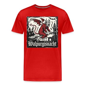 Walpurgisnacht Hexen Teufel Hexe auf Besen - Männer Premium Bio T-Shirt - Rot - Vorne - Damien (186cm)