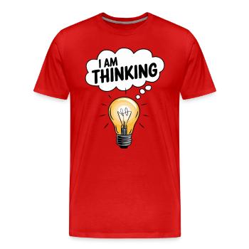 Je pense ampoule Pensée Nuage de pensée Créativité - T-shirt bio Premium Homme - rouge - Devant - Damien (186cm)