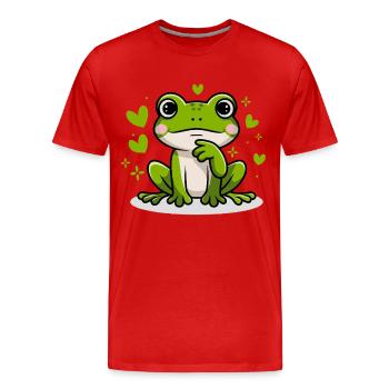 Cute frog with heart motifs and playful - Men's Premium Organic T-Shirt - red - Front - Damien (186cm)