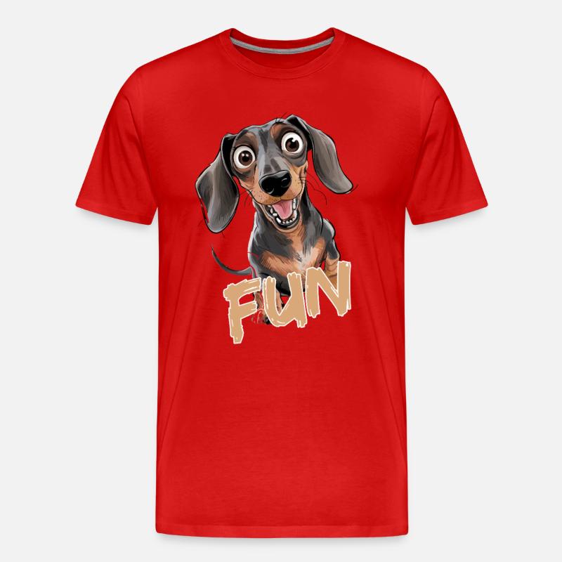 Fröhlicher Dackel mit Text Fun - Männer Premium Bio T-Shirt - Rot