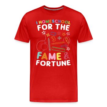 J’enseigne à la maison pour la gloire et la fortune - T-shirt bio Premium Homme - rouge - Devant - Damien (186cm)
