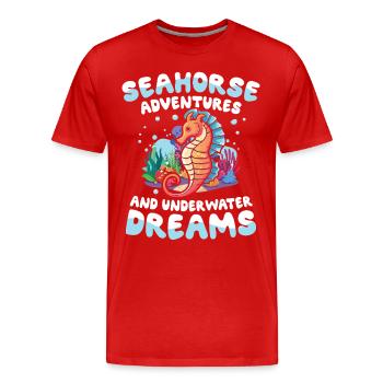 Seahorse Adventures And Underwater Dreams - Männer Premium Bio T-Shirt - Rot - Vorne - Damien (186cm)