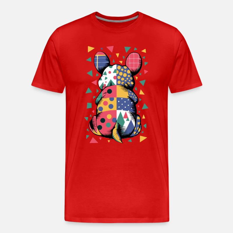 Bunter Geometrischer Tiermuster Patchwork-Look - Männer Premium Bio T-Shirt - Rot