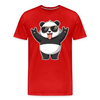Cooler Rock Panda Mit Sonnenbrille Und Spaßigem - Männer Premium Bio T-Shirt - Rot - Vorne - Damien (186cm)