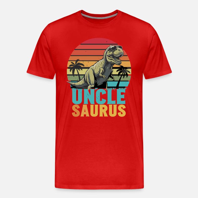 Unclesaurus Retro Dinosaur Motiv mit - Männer Premium Bio T-Shirt - Rot