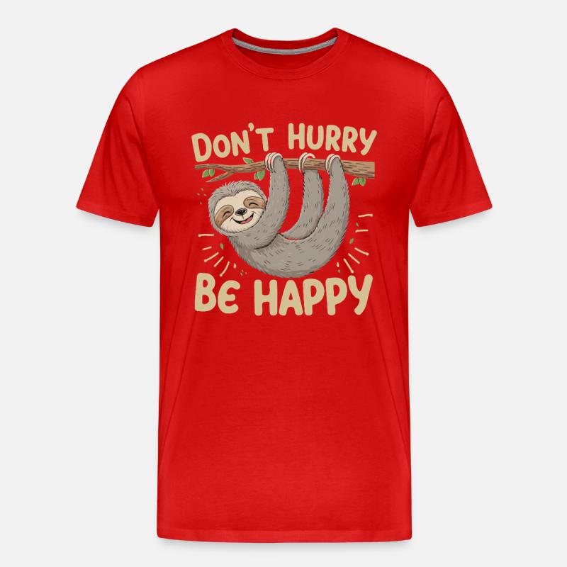 Entspannt Sein Mit Faultier Spruch - Männer Premium Bio T-Shirt - Rot
