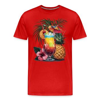 Tropical cocktail with pineapple and hibiscus - Men's Premium Organic T-Shirt - red - Front - Damien (186cm)