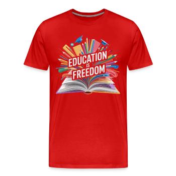 L’éducation est la liberté, la représentation créative - T-shirt bio Premium Homme - rouge - Devant - Damien (186cm)