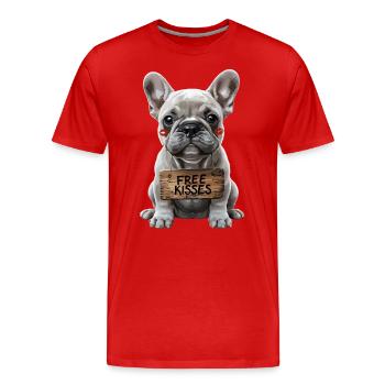 Cute French Bulldog Free Kisses - Men's Premium Organic T-Shirt - red - Front - Damien (186cm)